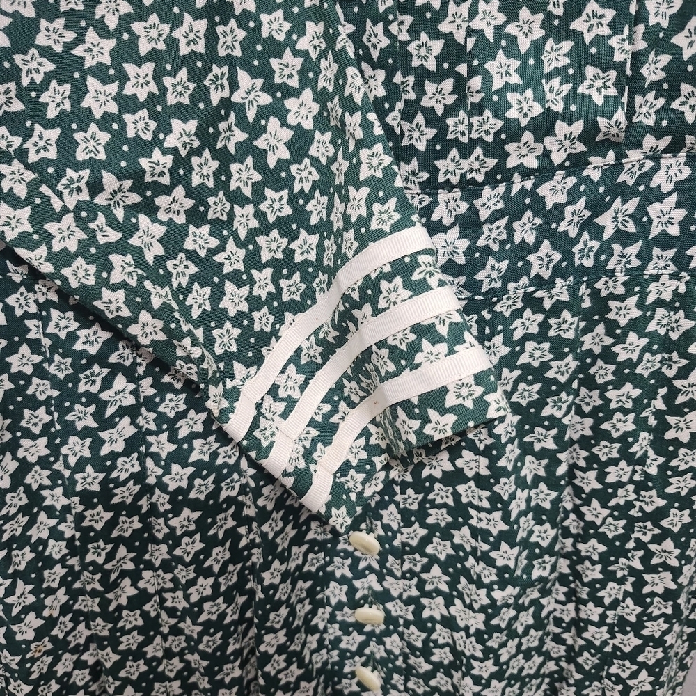 Kathie Lee Vintage Long Sleeve Button Down Floral Midi Dress Size 8 Green - Picture 4 of 12